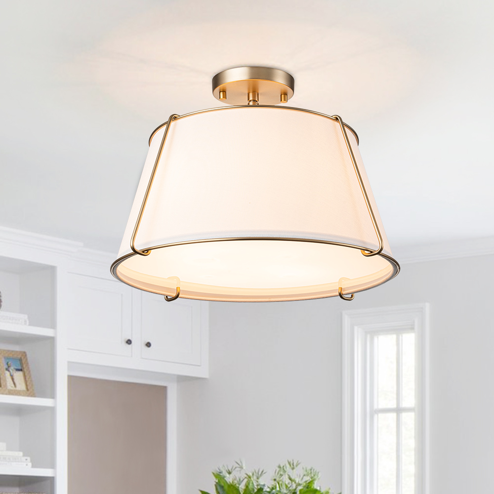 Modern Mid-Century 4-Light Brushed Brass Semi-Flush Mount Ceiling Light ...