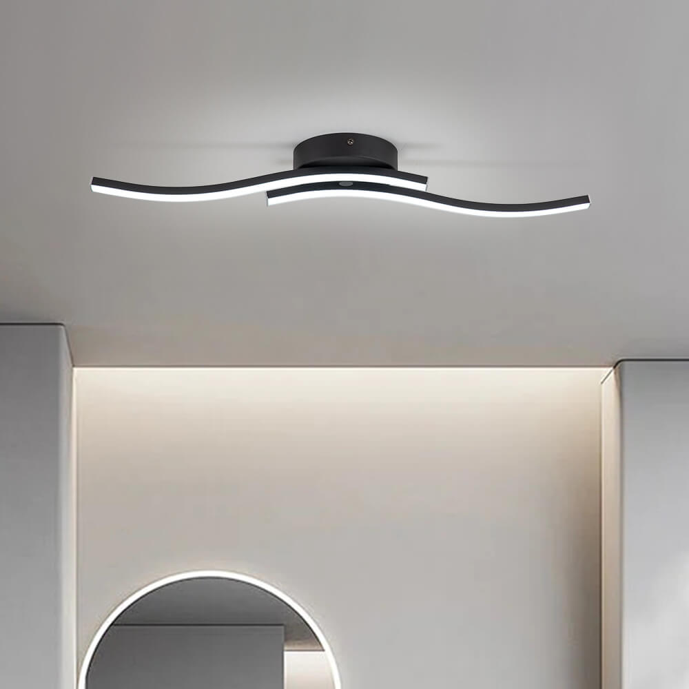 Dimmable LED Modern Curved Wavy Linear Flush Mount Ceiling Lights for Living Room Kitchen Washroom Dressing Room
