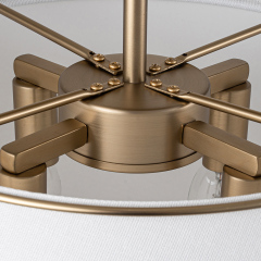 Modern Mid-Century 4-Light Brushed Brass Semi-Flush Mount Ceiling Light with Fabric Shade for Hallway Home Office Entryway