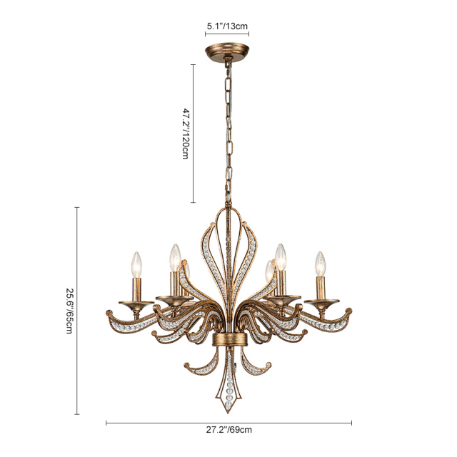 Modern Vintage Luxury Crystal Beads Empire Chandelier in Candle Style for Living Room/Dining Room/ Bedroom