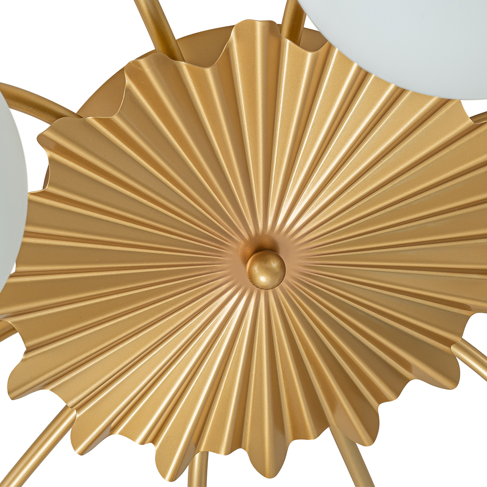 Modern Glam 12-Light Opal Glass Globe Semi-Flush Mount Ceiling Chandelier for Bedroom Dining Room Living Room