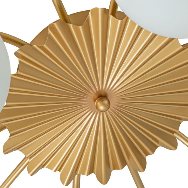 Modern Glam 12-Light Opal Glass Globe Semi-Flush Mount Ceiling Chandelier for Bedroom Dining Room Living Room