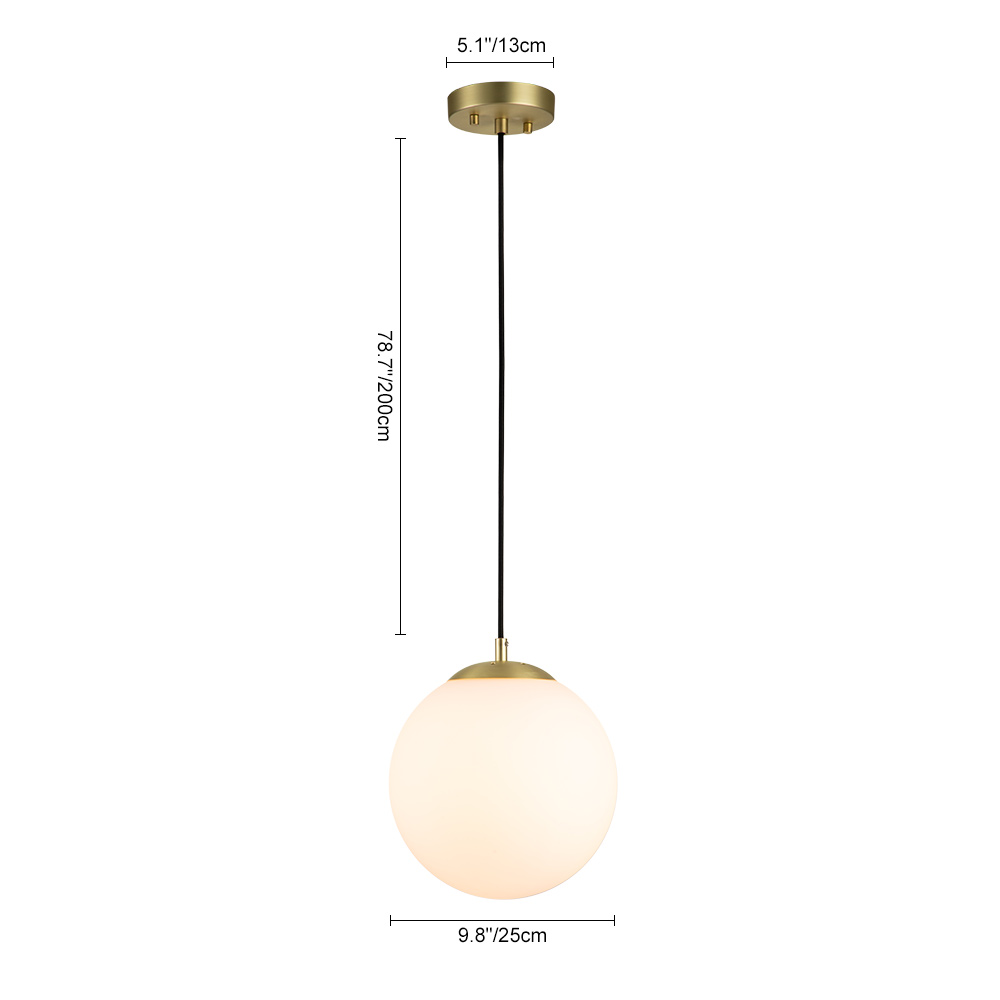 Mid-Century Modern 1-Light Clear/ Opal Glass Globe Bathroom Pendant Lighting Fixture Over Bathtub