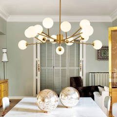 15-Light Glam Modern Sputnik Silhouette Branch Opal Globes Bubble Chandelier for Living Room/ Dining Room/ Kitchen