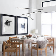 Dimmable Modern Black LED Linear Chandelier Adjustable Slender Tube Pendant Lighting for Home Office Dining Room Kitchen Island