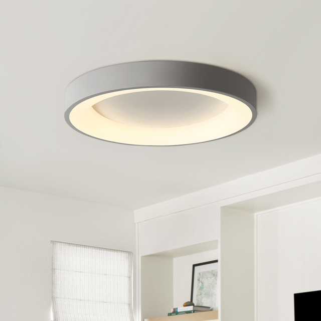 Modern Minimalist Round Shape LED Flush Mount Grey Ceiling Light for Living Room Hallway Home Office