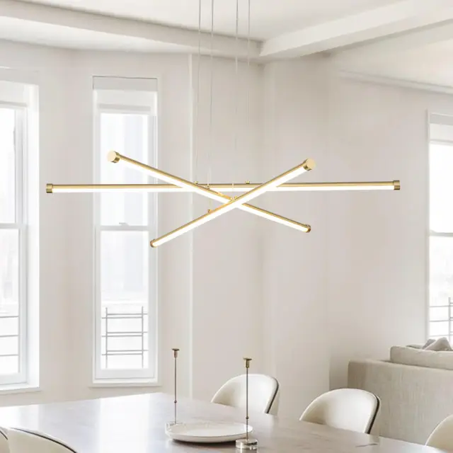 Dimmable Modern Black LED Linear Chandelier Adjustable Slender Tube Pendant  Lighting for Home Office Dining Room