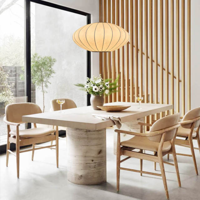 Modern Minimalist Natural Silk White Hanging Pendant Light for Dining / Living Room Bedroom