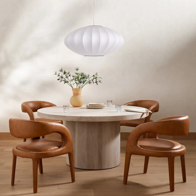 Modern Minimalist Natural Silk White Hanging Pendant Light for Dining / Living Room Bedroom
