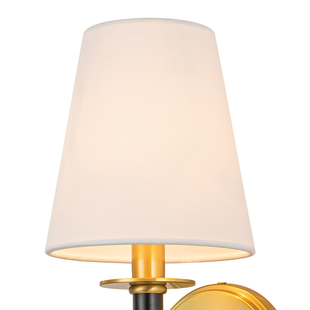 Mid-century Modern Cone Shade Wall Sconces Brushed Brass & Black Wall Light For Bedroom/ Bathroom/ Hallway