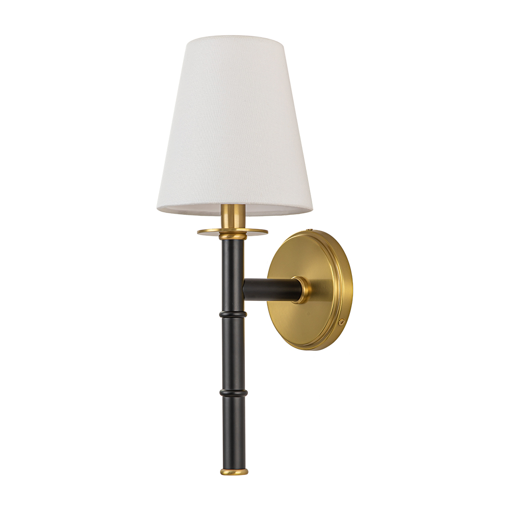 Mid-century Modern Cone Shade Wall Sconces Brushed Brass & Black Wall Light For Bedroom/ Bathroom/ Hallway