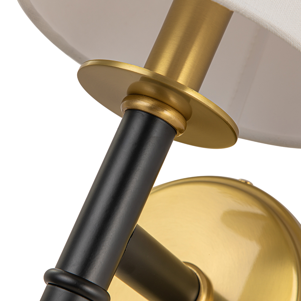 Mid-century Modern Cone Shade Wall Sconces Brushed Brass & Black Wall Light For Bedroom/ Bathroom/ Hallway