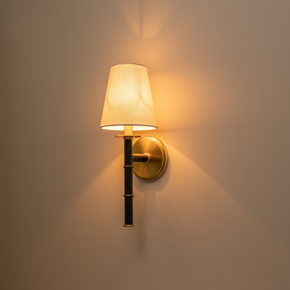 Mid-century Modern Cone Shade Wall Sconces Brushed Brass & Black Wall Light For Bedroom/ Bathroom/ Hallway