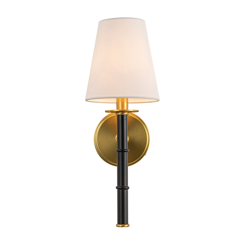 Mid-century Modern Cone Shade Wall Sconces Brushed Brass & Black Wall Light For Bedroom/ Bathroom/ Hallway