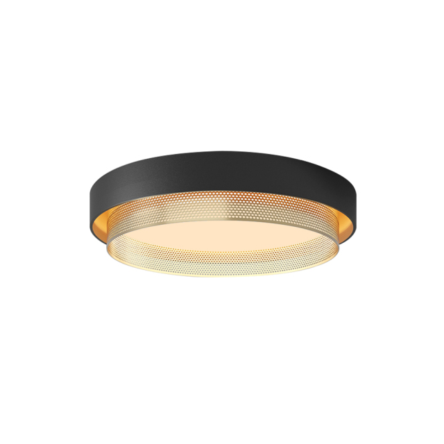 Minimalist Modern Circular Round Shape LED Hollow Flush Mount Grey Ceiling Light for Living Room Hallway Home Office