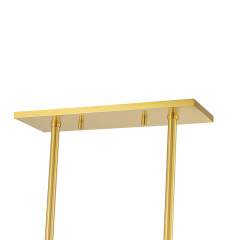 3-Light Glam Modern Linear Design Island Chandelier in Aged Brass Ceramic Gloss Hanging Light for Dining Room Home Office