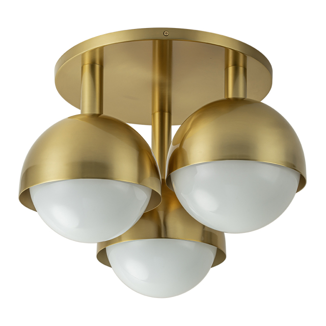 3-Light Modern Mid-Century Semi Flush Mount with Opal Glass Globe for Dining Room/ Kitchen/ Living Room