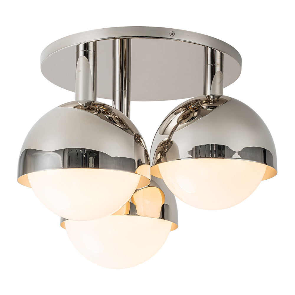 3-Light Modern Mid-Century Semi Flush Mount with Opal Glass Globe for Dining Room/ Kitchen/ Living Room