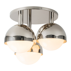 3-Light Modern Mid-Century Semi Flush Mount with Opal Glass Globe for Dining Room/ Kitchen/ Living Room