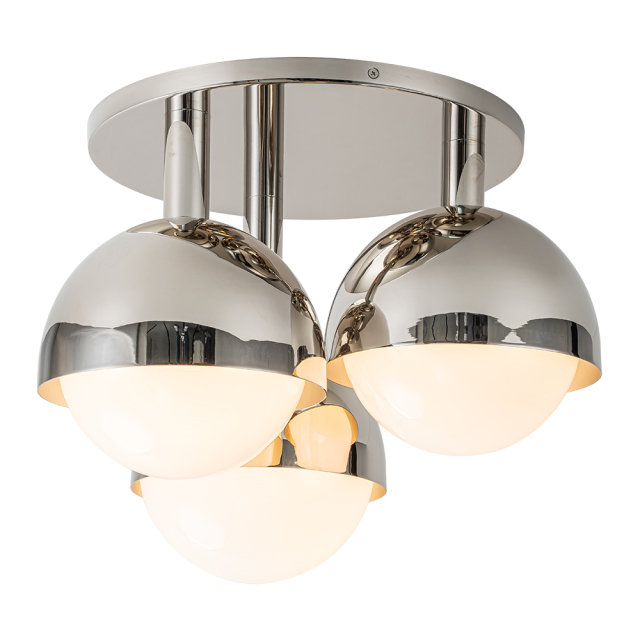 3-Light Modern Mid-Century Semi Flush Mount with Opal Glass Globe for Dining Room/ Kitchen/ Living Room