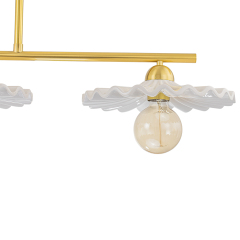 3-Light Glam Modern Linear Design Island Chandelier in Aged Brass Ceramic Gloss Hanging Light for Dining Room Home Office