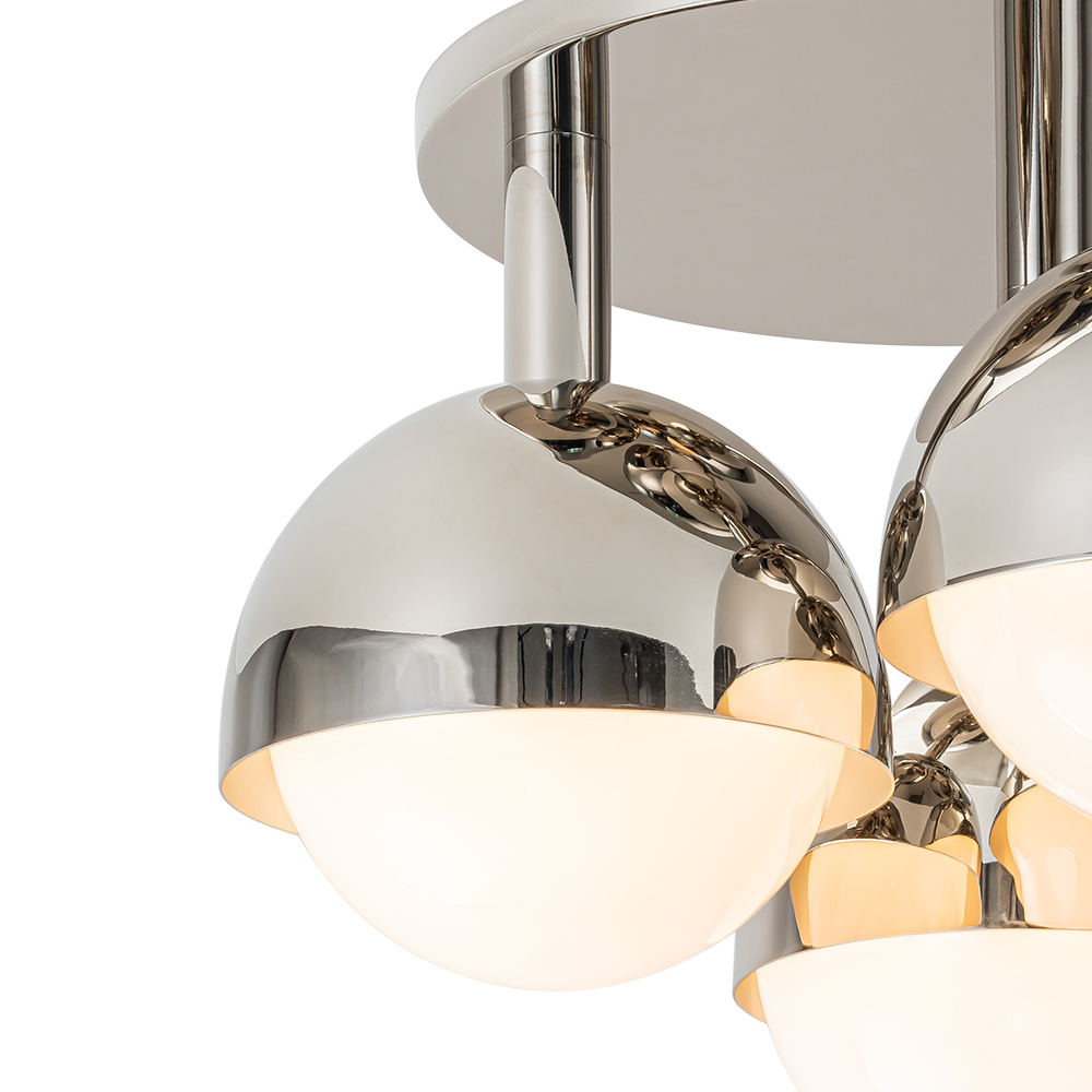 3-Light Modern Mid-Century Semi Flush Mount with Opal Glass Globe for Dining Room/ Kitchen/ Living Room
