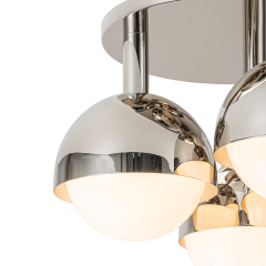 3-Light Modern Mid-Century Semi Flush Mount with Opal Glass Globe for Dining Room/ Kitchen/ Living Room