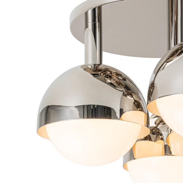 3-Light Modern Mid-Century Semi Flush Mount with Opal Glass Globe for Dining Room/ Kitchen/ Living Room