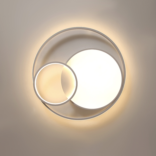 Modern Circular LED Flush Mount Ceiling Light with Round Ring Design For Bedroom Living Room Balcony