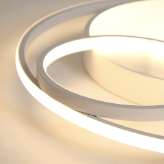 Modern Circular LED Flush Mount Ceiling Light with Round Ring Design For Bedroom Living Room Balcony