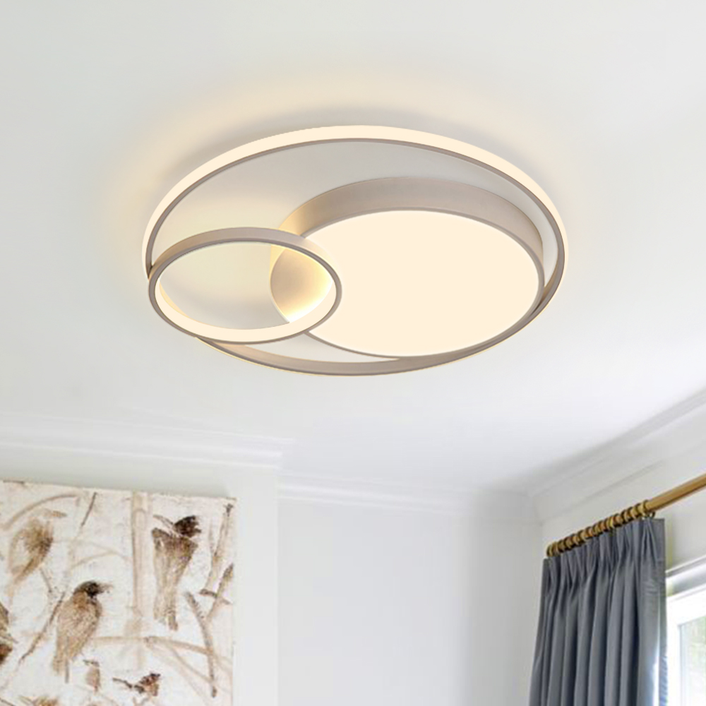 Modern Circular LED Flush Mount Ceiling Light with Round Ring Design For Bedroom Living Room Balcony