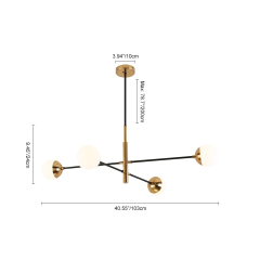 Mid Century Modern 6-Light Sputnik Chandelier in Brass with Globe Shade for Living Room Dining Room