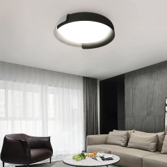 Modern Minimalist Round LED Flush Mount Ceiling Light with Wood & Metal For Hallway Home Office Living Room