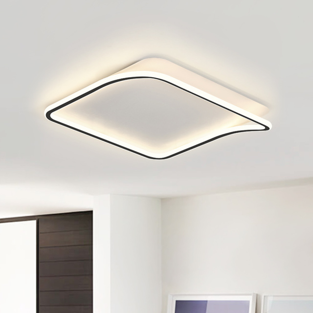 Modern Minimalist Sleek Square LED Flush Mount Ceiling Light For Living Room Hallway Home Office