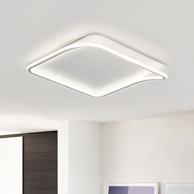 Modern Minimalist Sleek Square LED Flush Mount Ceiling Light For Living Room Hallway Home Office