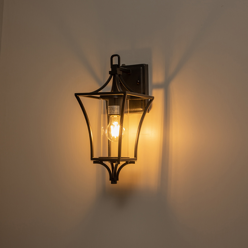 IP44 Modern Outdoor Lantern Wall Sconce Waterproof Indoor Porch Light Fixture with Dusk to Dawn