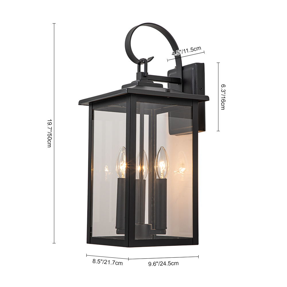 IP23 Modern Industrial Outdoor Lantern Wall Sconce with Clear Glass Design Waterproof Indoor Porch Light Fixture