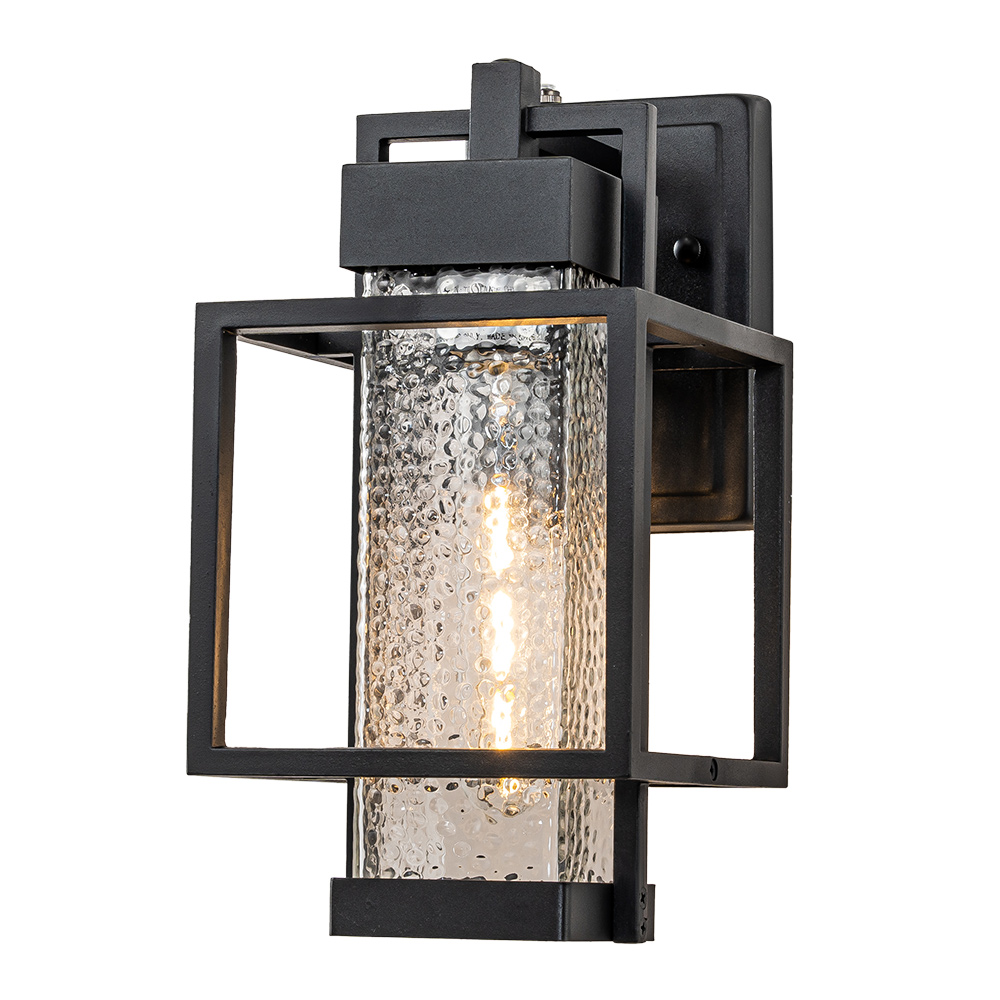 IP23 Outdoor Hammer Cage Glass Wall Sconce Waterproof Indoor Porch Light Fixture in Modern Style