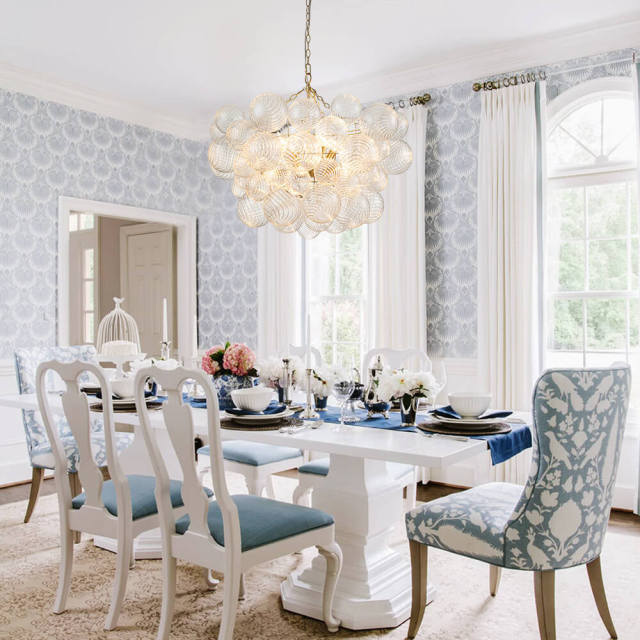 Modern Contemporary Cluster Glass Bubble Christmas Chandelier Hanging Light Fixture for Dining Room Living Room Bedroom