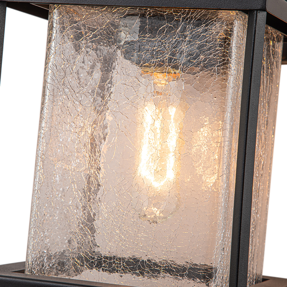 IP23 Outdoor Lantern Crackle Glass Shade Wall Sconce Waterproof Indoor Porch Light Fixture in Modern Style