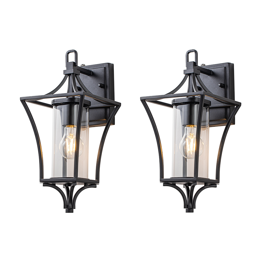 IP44 Modern Outdoor Lantern Wall Sconce Waterproof Indoor Porch Light Fixture with Dusk to Dawn