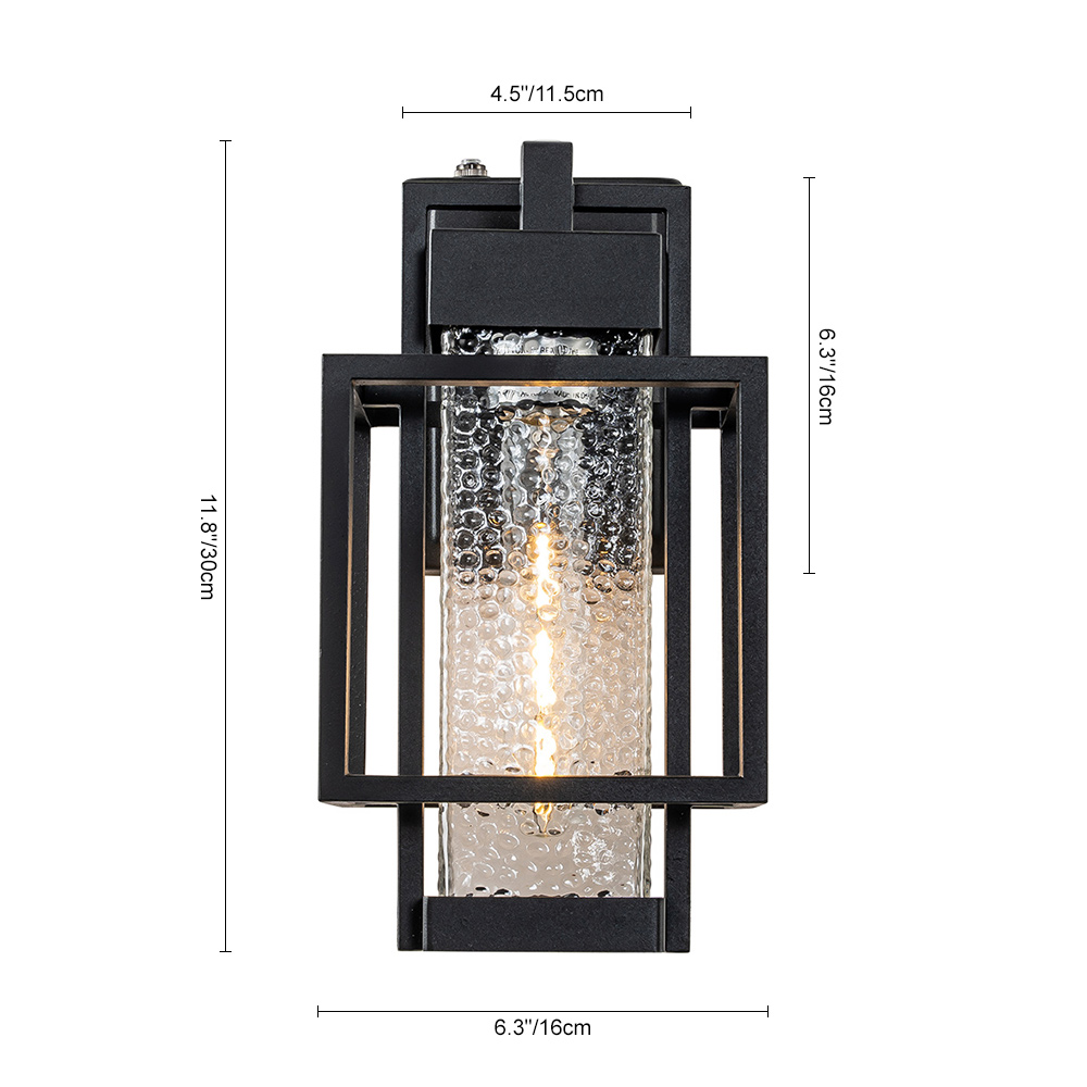 IP23 Outdoor Hammer Cage Glass Wall Sconce Waterproof Indoor Porch Light Fixture in Modern Style