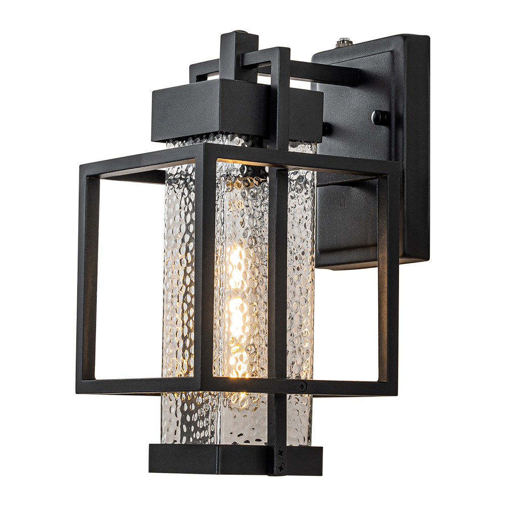 IP23 Outdoor Hammer Cage Glass Wall Sconce Waterproof Indoor Porch Light Fixture in Modern Style