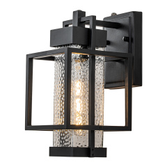 IP23 Outdoor Hammer Cage Glass Wall Sconce Waterproof Indoor Porch Light Fixture in Modern Style