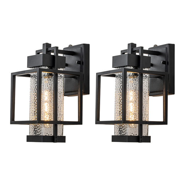 IP23 Outdoor Hammer Cage Glass Wall Sconce Waterproof Indoor Porch Light Fixture in Modern Style