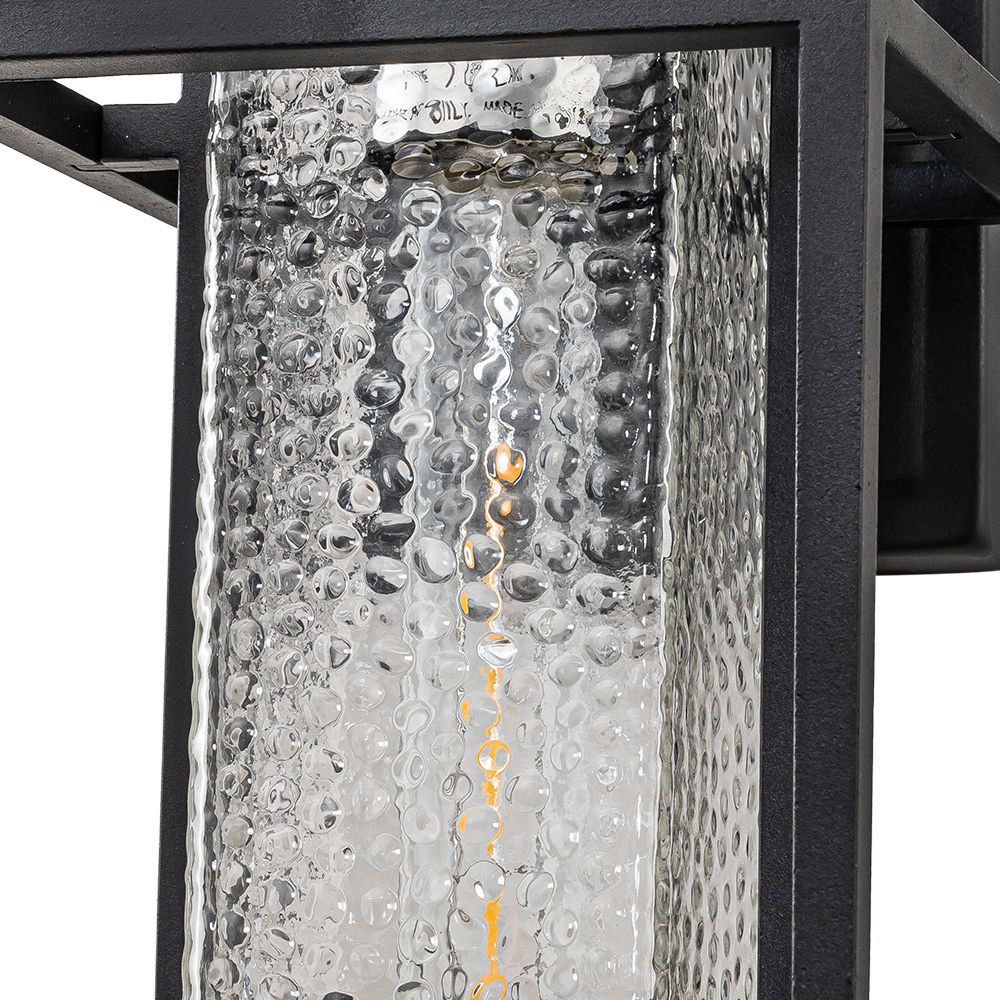 IP23 Outdoor Hammer Cage Glass Wall Sconce Waterproof Indoor Porch Light Fixture in Modern Style