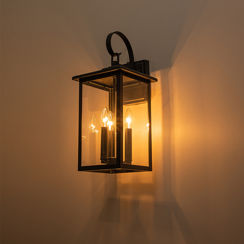 IP23 Modern Industrial Outdoor Lantern Wall Sconce with Clear Glass Design Waterproof Indoor Porch Light Fixture
