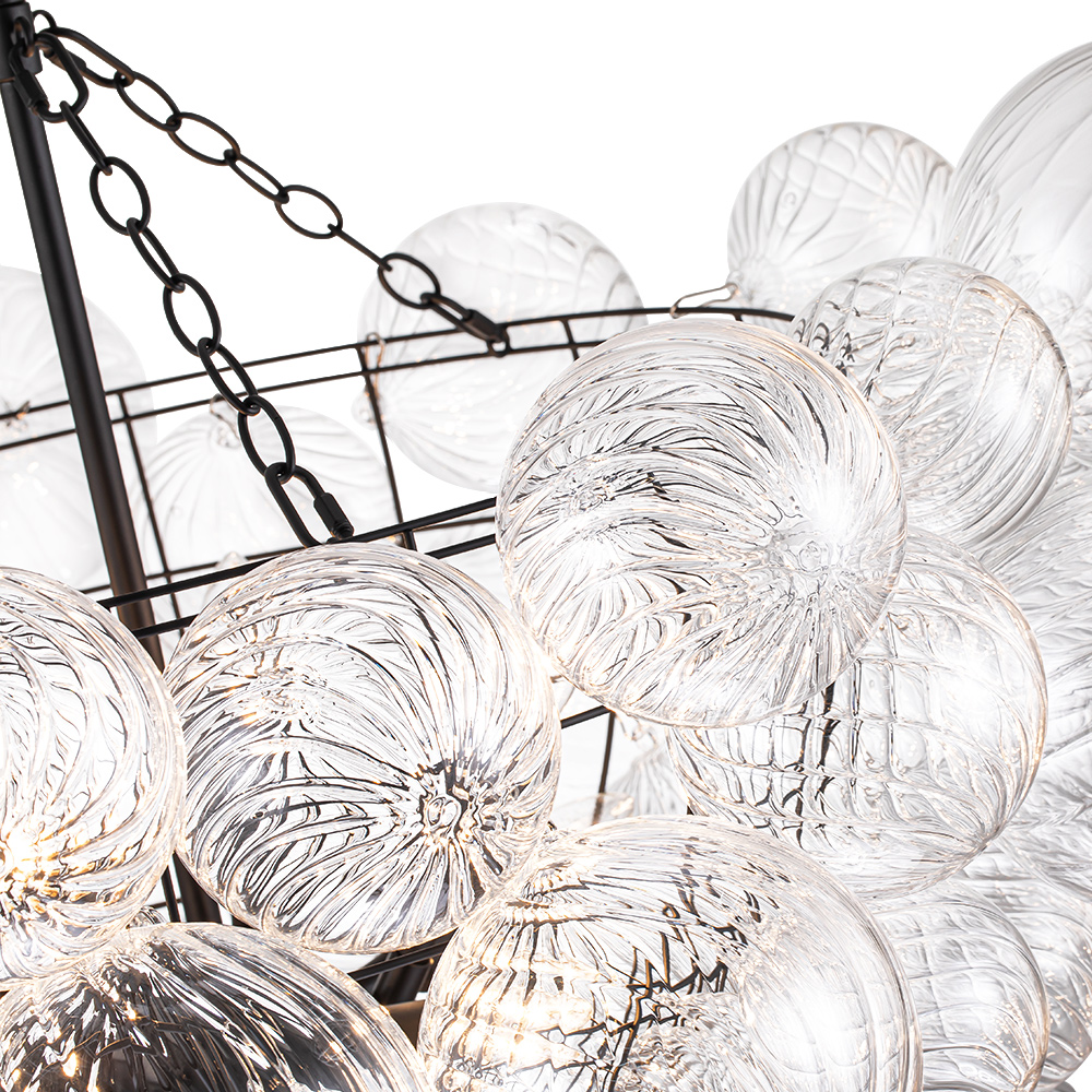 Black Glam Modern Bubble Chandelier Sputnik Cluster Glass Hanging Light Fixture for Dining Room Living Room Bedroom