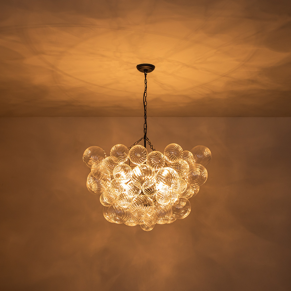 Black Glam Modern Bubble Chandelier Sputnik Cluster Glass Hanging Light Fixture for Dining Room Living Room Bedroom