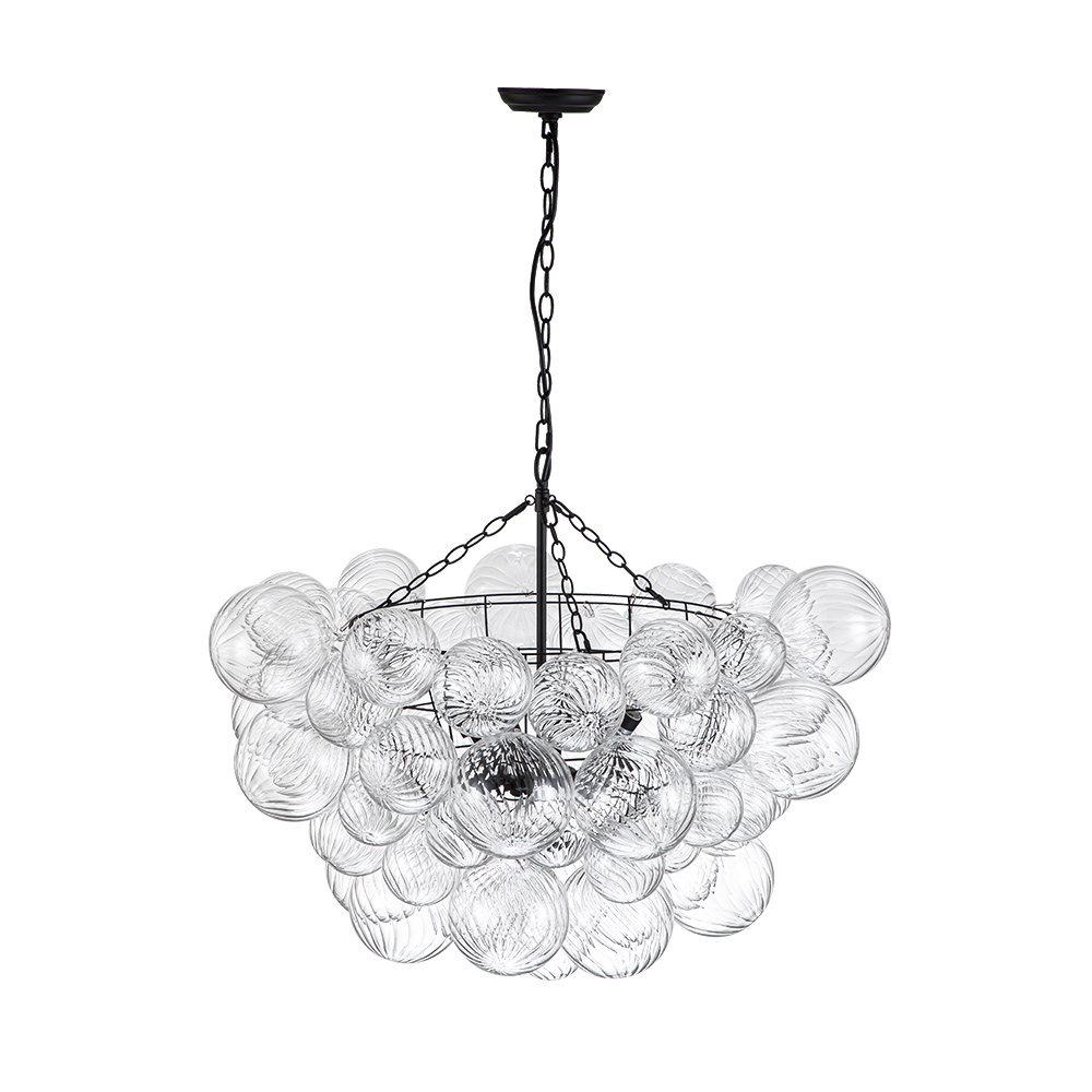 Black Glam Modern Bubble Chandelier Sputnik Cluster Glass Hanging Light Fixture for Dining Room Living Room Bedroom